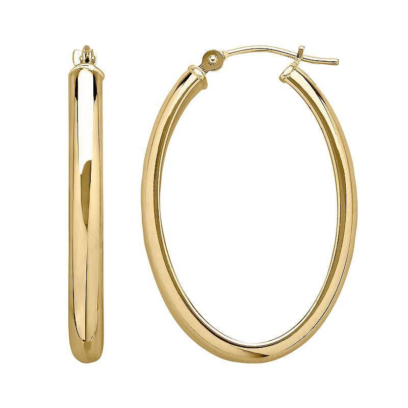 Everlasting Gold 14k Gold Oval Hoop Earrings, Womens Product Image