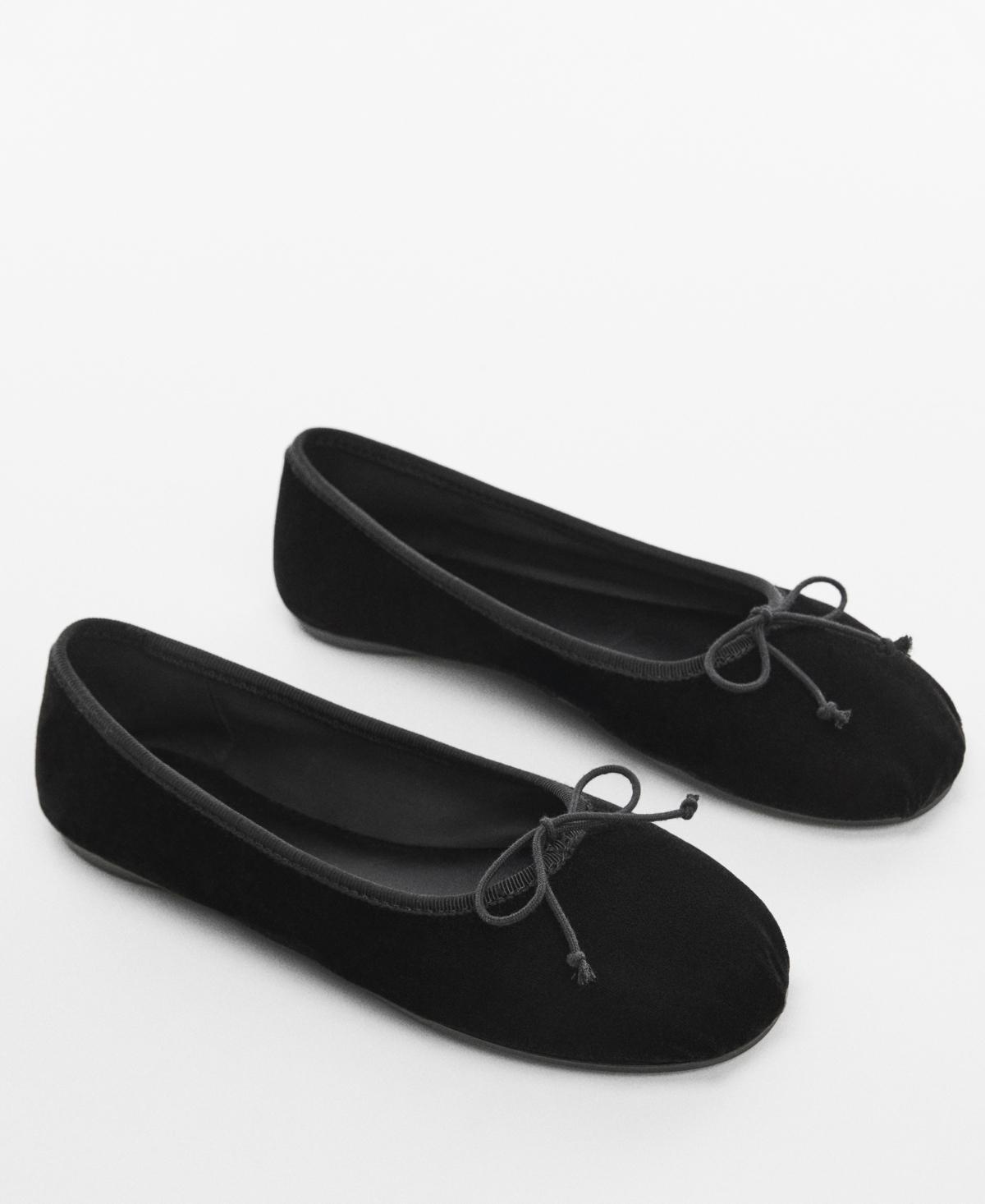 Mango Womens Velvet Bow Ballerina Shoes Product Image