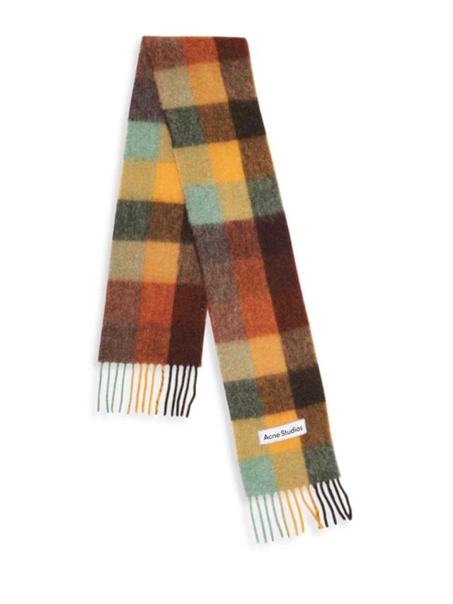 Acne Large Check Scarf In Chestnut Brown Product Image