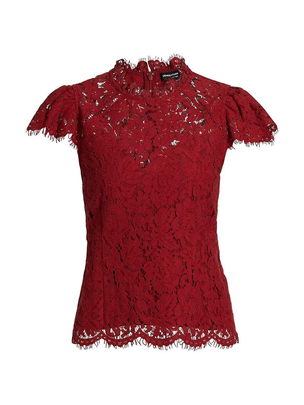 Womens Ambrose Cotton-Blend Lace Top Product Image