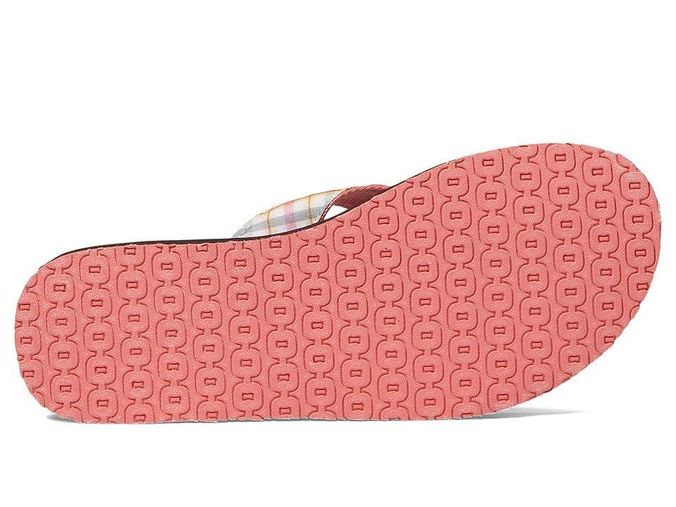 L.L.Bean Classic Maine Isle Flip-Flop 3 Woven Print (Dark Fern/Sunrise Pink Plaid) Women's Shoes Product Image