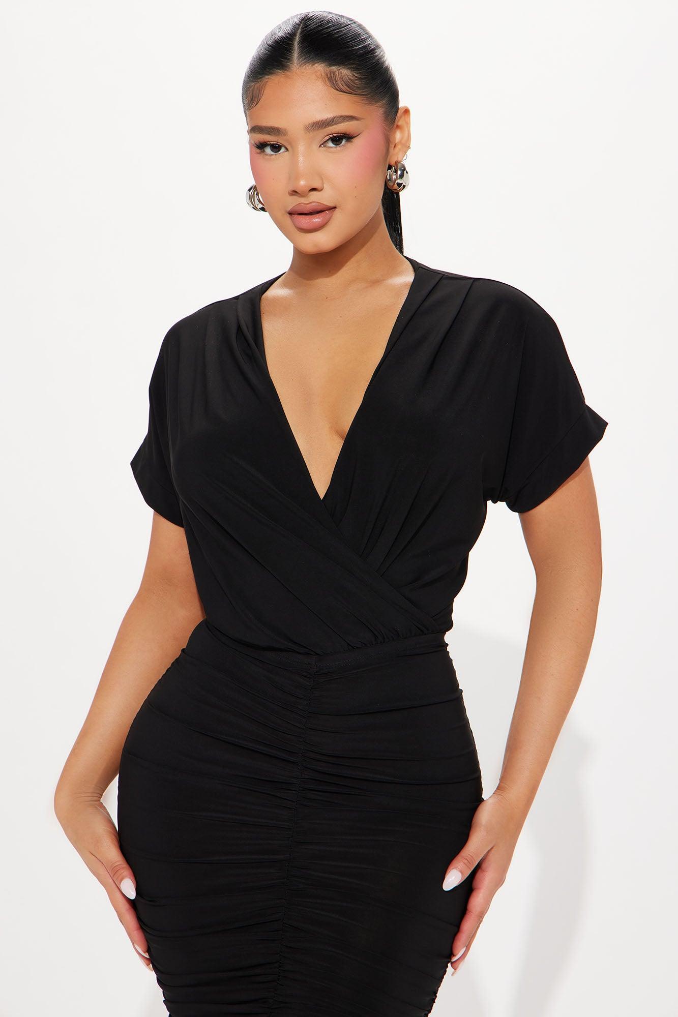 Coco Ruched Mini Dress - Black Product Image