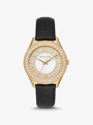 Harlowe Pavé Gold-Tone and Lizard Embossed Leather Strap Product Image