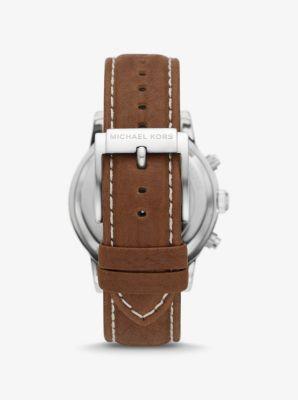 Oversized Hutton Silver-Tone and Leather Watch Product Image