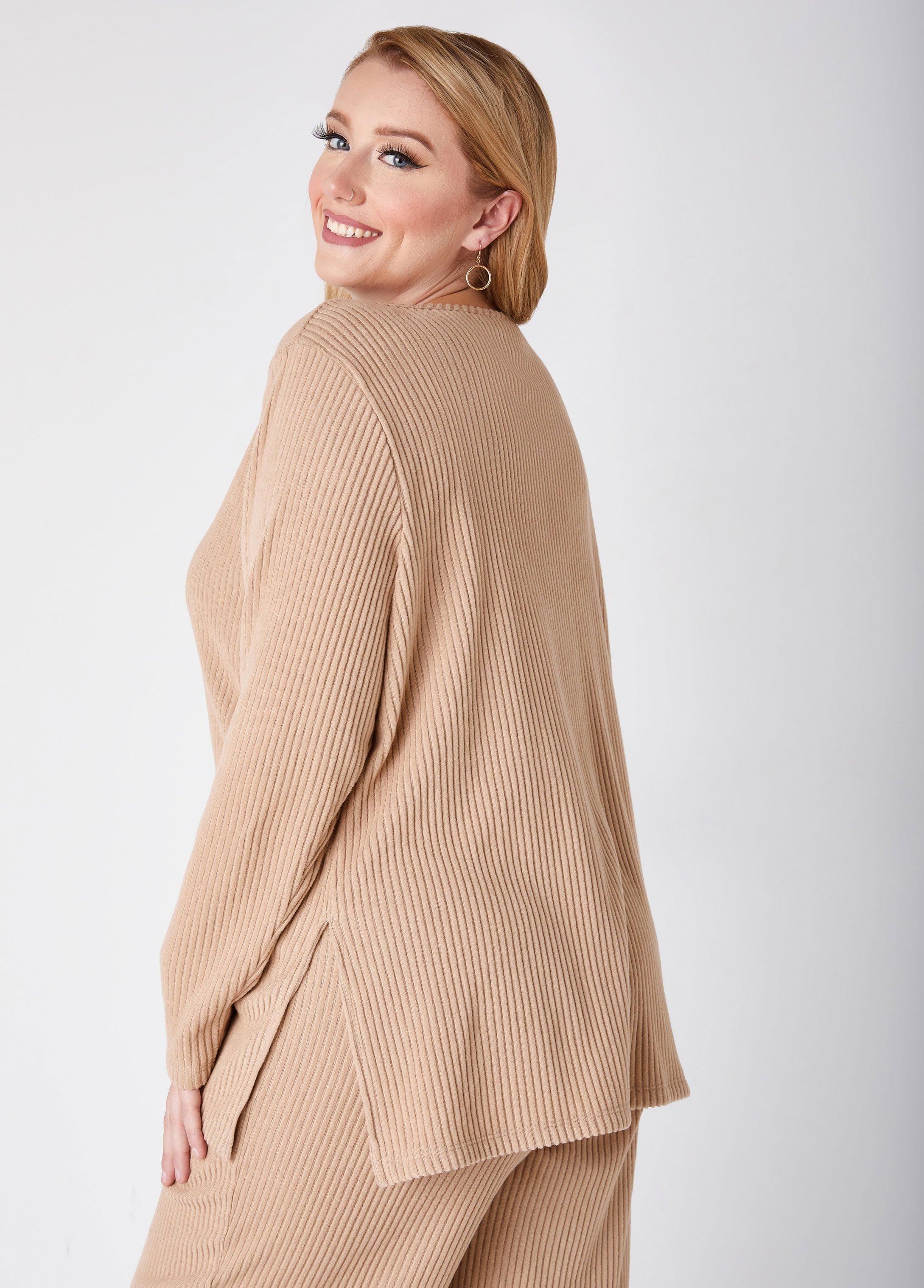 Plus Size Ribbed Fleece Lounge Tunic Ashley Stewart Product Image