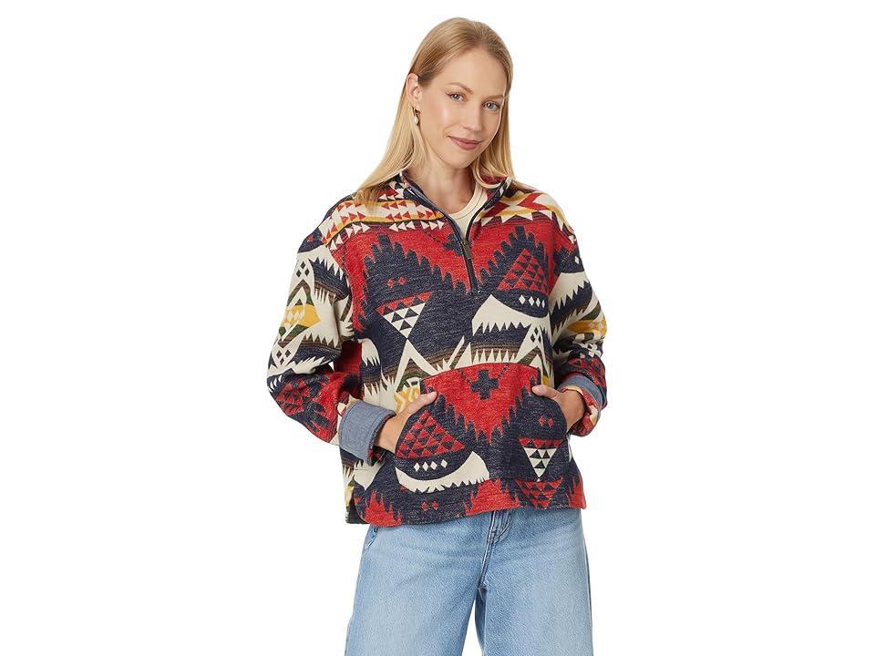 Pendleton Half Zip Chamois Pullover (Nehalem Navy/Red ) Women's Clothing product image