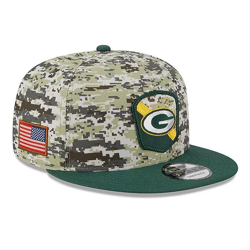 Mens New Era Camo Green Bay Packers 2023 Salute To Service 9FIFTY Snapback Hat Product Image