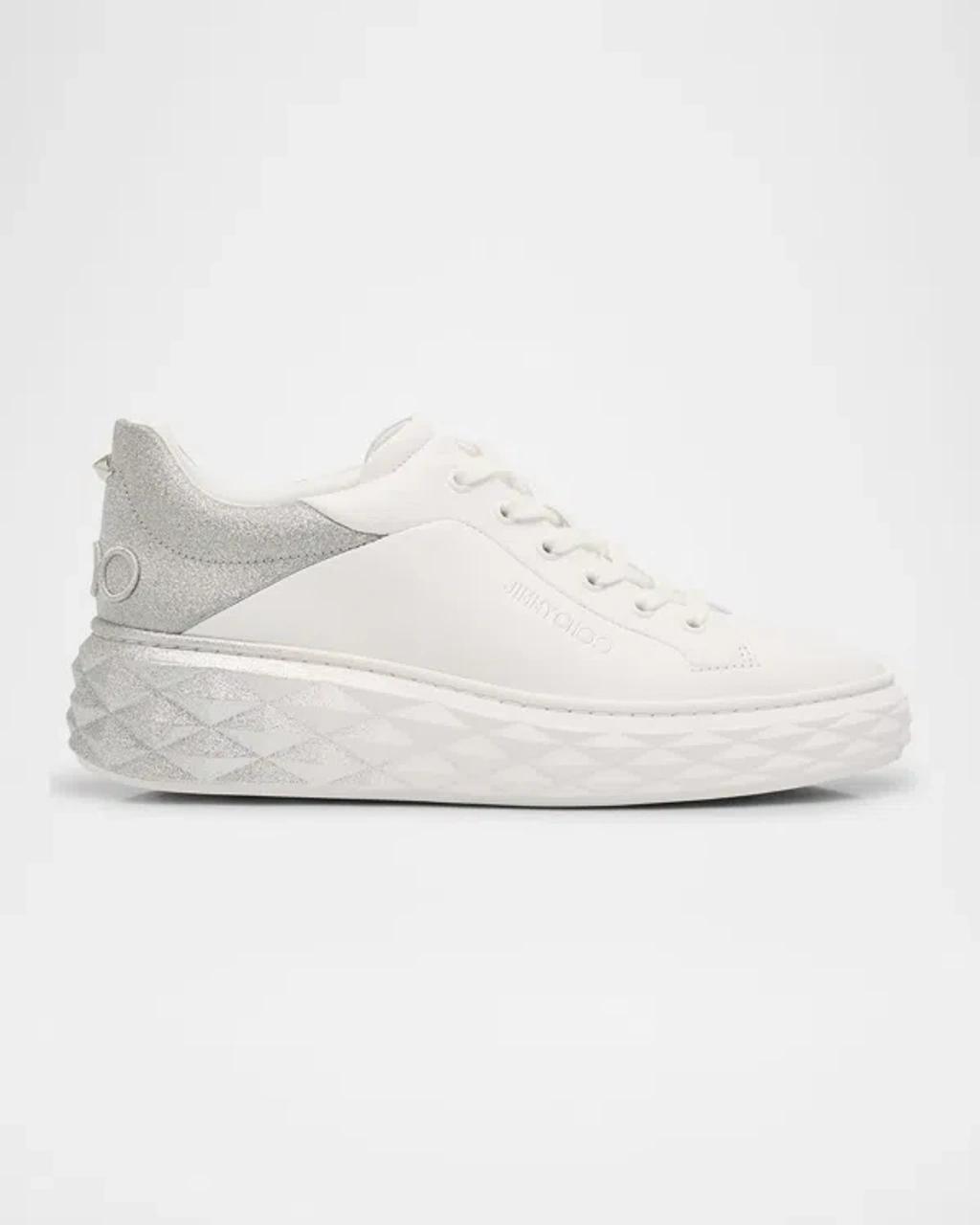 JIMMY CHOO Diamond Leather Ombre Low-top Sneakers In White Product Image