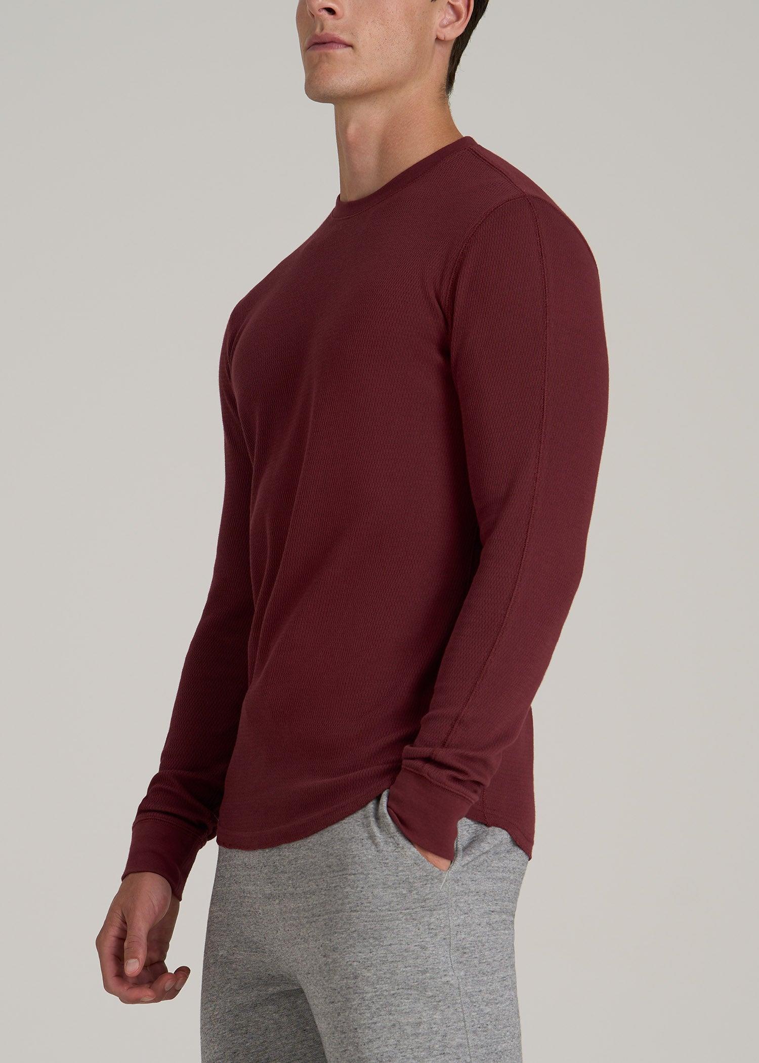 Double Honeycomb Thermal Crewneck for Tall Men in Red Ochre Product Image