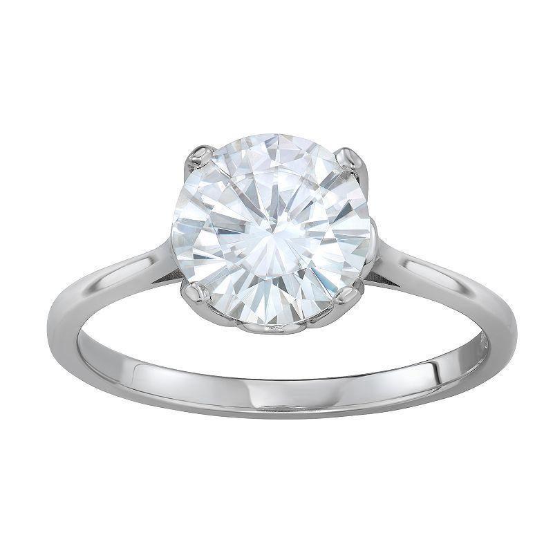 14K White Gold 2 3/4 Carat T.W. Lab-Created Moissanite Round Solitaire Ring, Womens Product Image