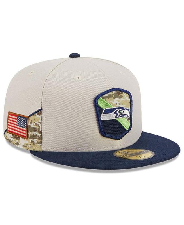 Mens New Era Stone Seattle Seahawks 2023 Salute To Service 59FIFTY Fitted Hat - Stone Product Image