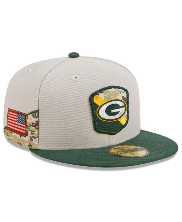 Mens New Era Stone/Green Green Bay Packers 2023 Salute To Service 59FIFTY Fitted Hat Product Image