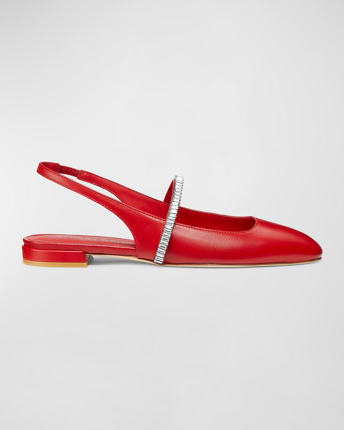 STUART WEITZMAN Stefanie Leather Slingback Ballerina Flats In Cherry Product Image