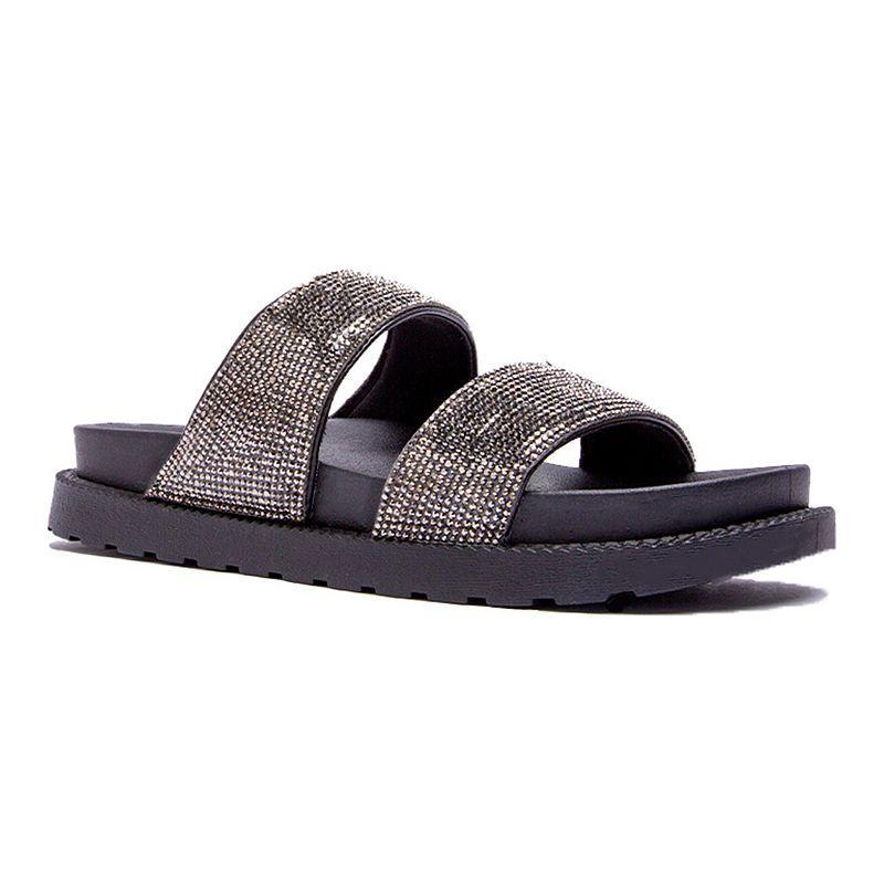 Qupid Jovie-01 Womens Double Band Slide Sandals Black product image