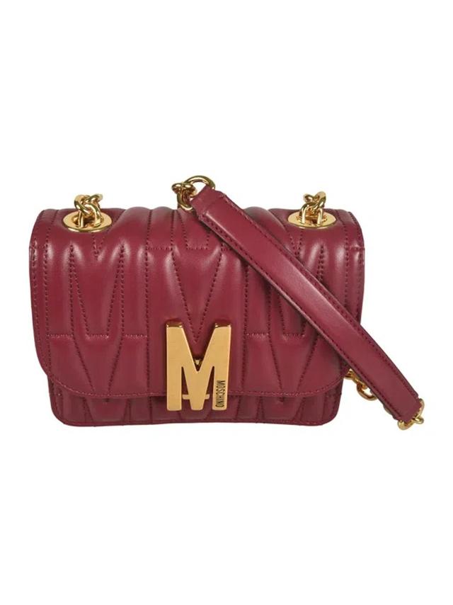 MOSCHINO Quilted Chain Shoulder Bag In Red Product Image