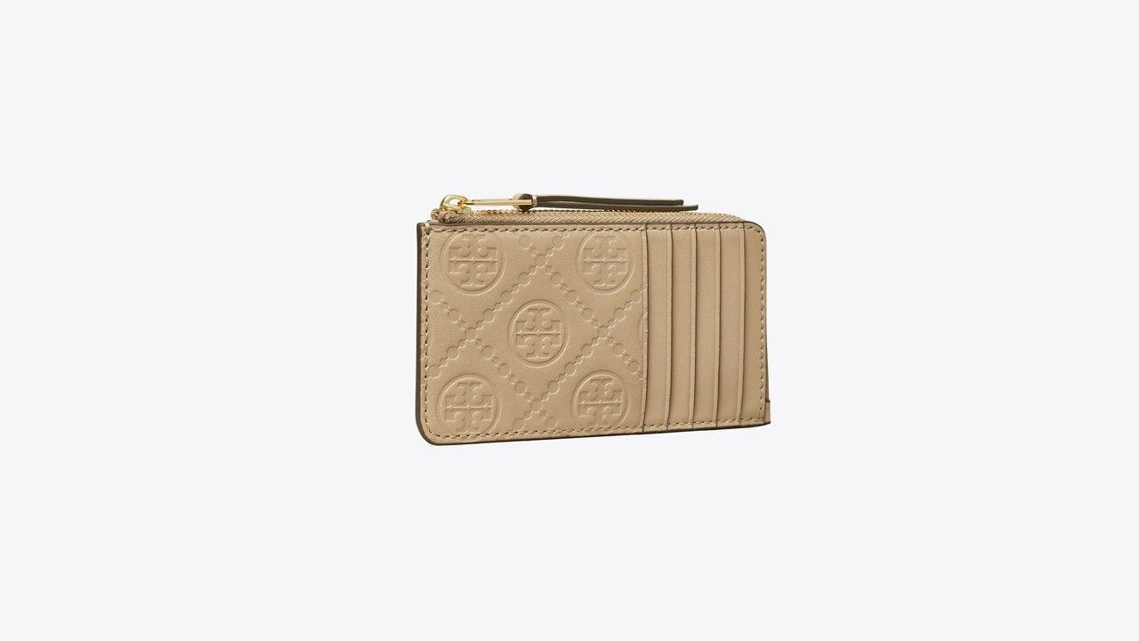 T Monogram Leather Zip Card Case Product Image