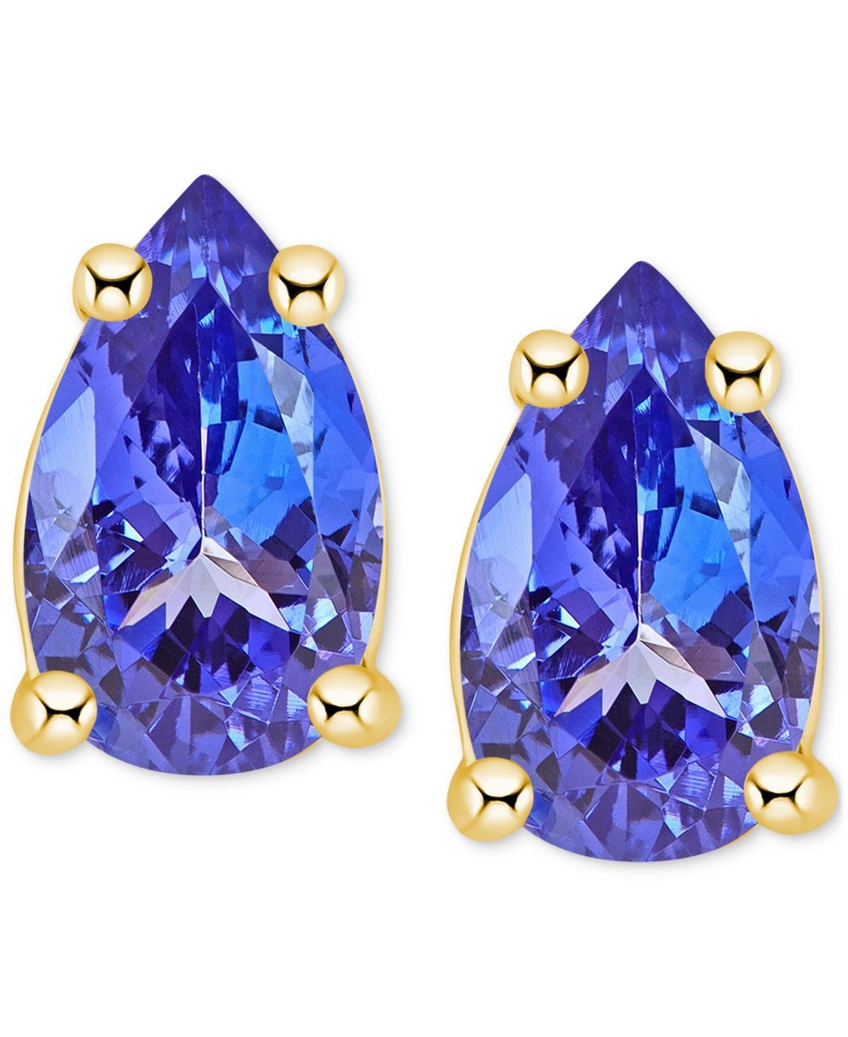 Tanzanite Pear-Shape Stud Earrings (3/8 ct. t.w.) in 14k Gold (Also in Emerald, Ruby & Sapphire) Product Image