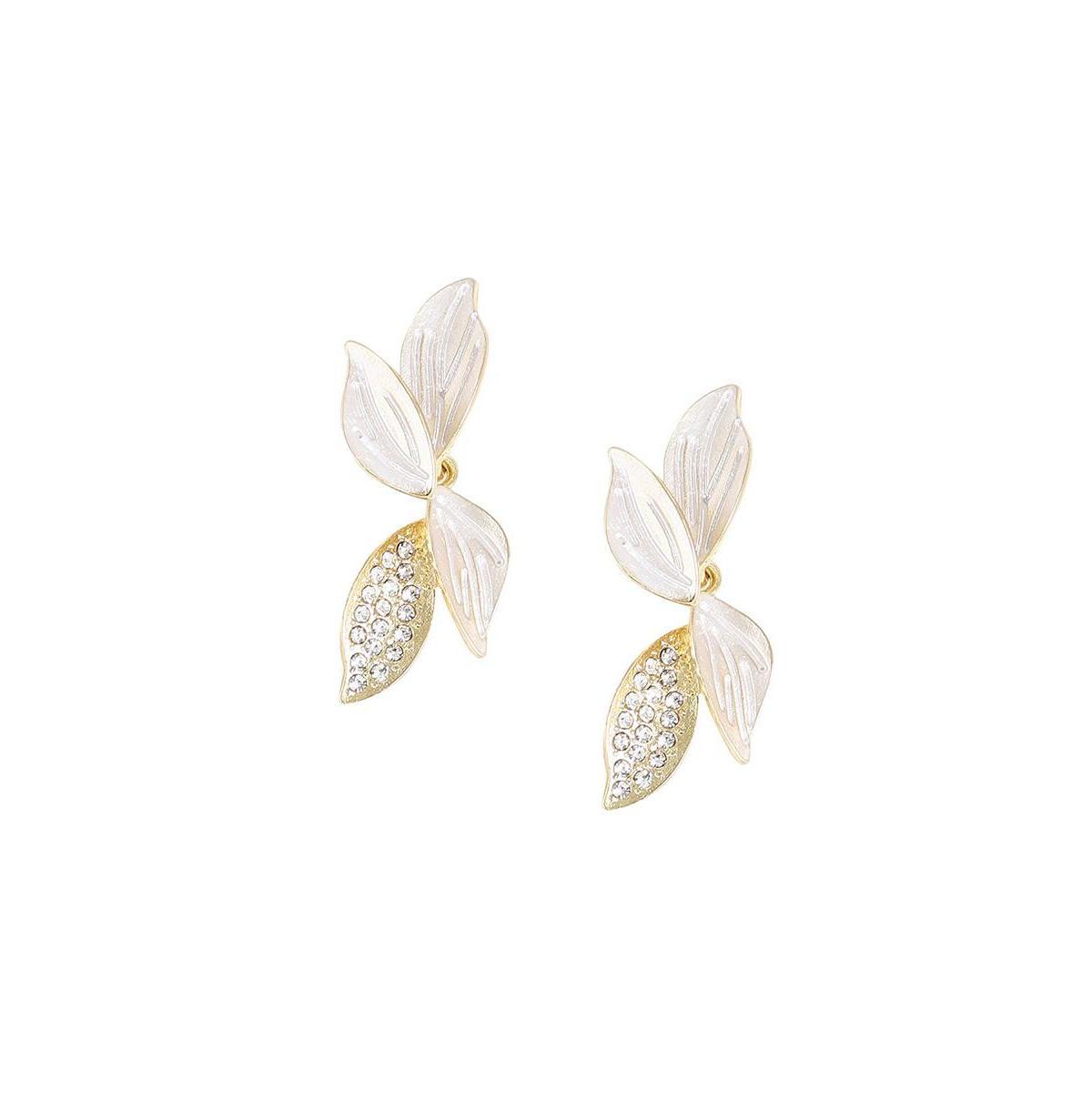 Sohi Womens Silver Flora Drop Earrings Product Image