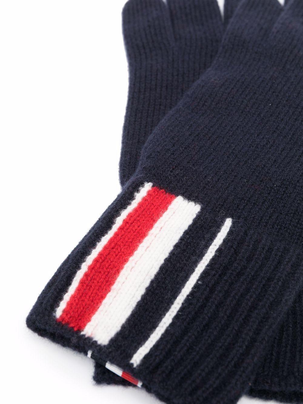 THOM BROWNE Rwb Stripe Merino Wool Gloves In Blue Product Image