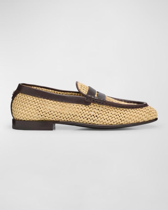 Men's City Blanco Woven Raffia Penny Loafers Product Image