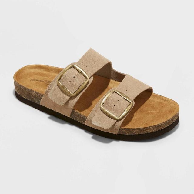 Womens Devin Two Band Footbed Sandals - Universal Thread Taupe 6.5 Product Image