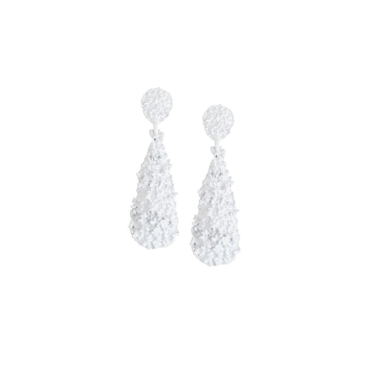 Sohi Womens White Textured Teardrop Earrings Product Image