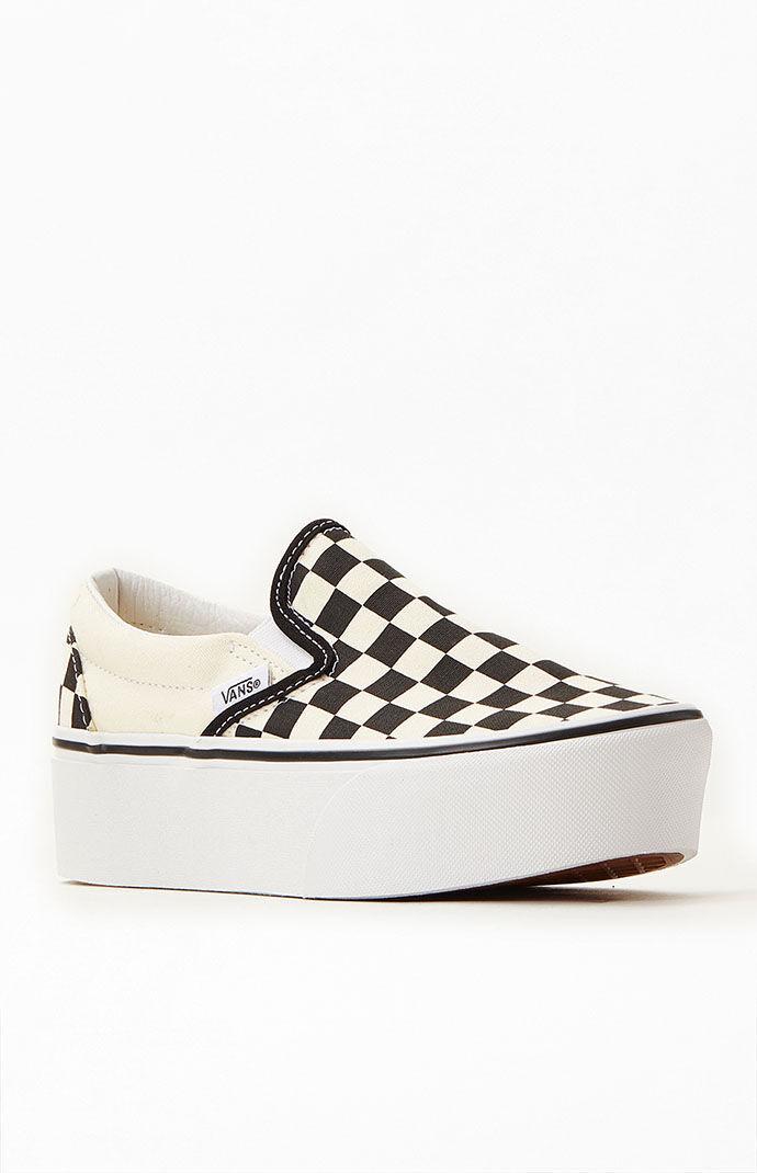 Vans Black & White Slip-On Platform Sneakers in Black/White - Product Image