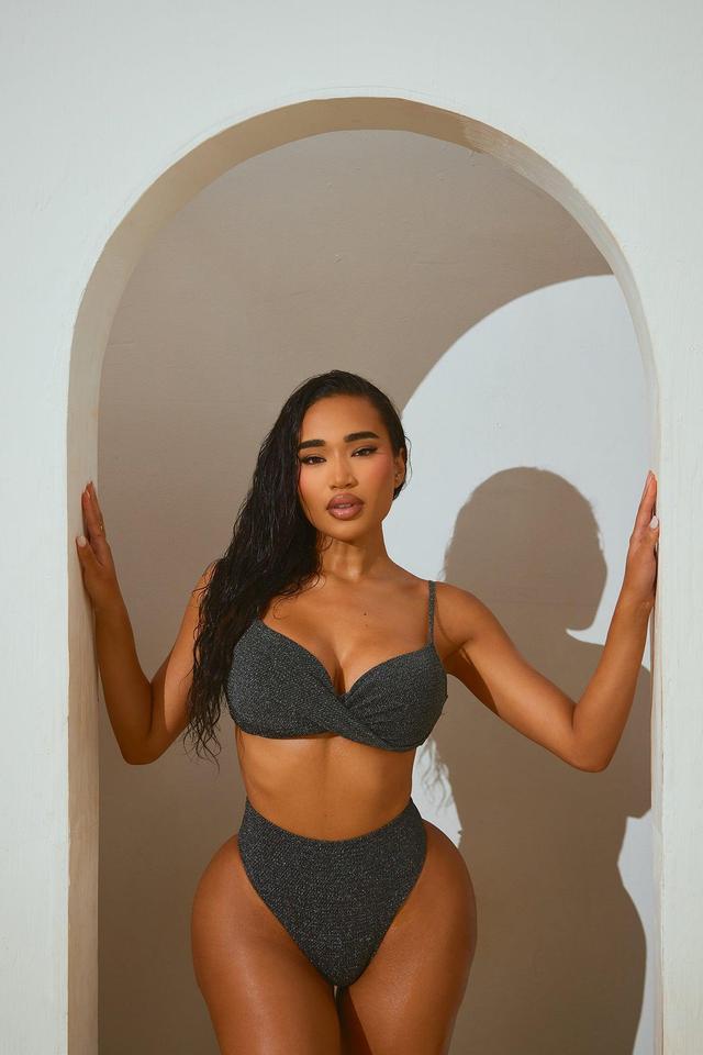 Ariella Shimmer 2 Piece Bikini - Silver/Black Product Image