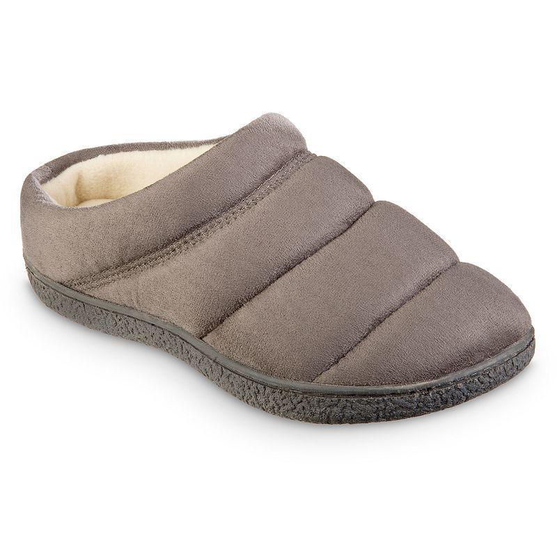 isotoner Memory Foam Microsuede Puffer Comfort Hoodback Womens Slippers Grey Product Image