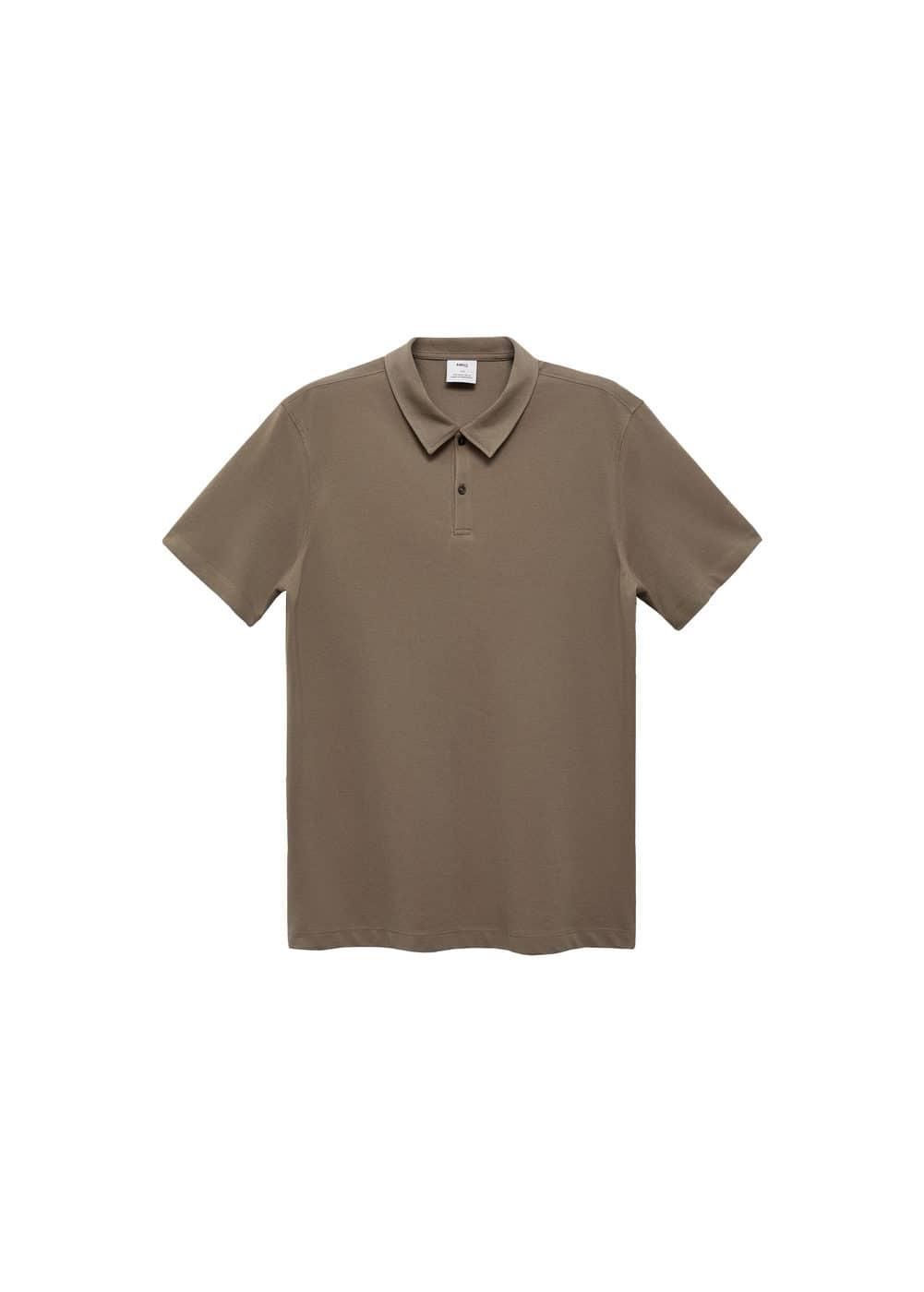 MANGO MAN - Slim-fit textured cotton polo shirt medium brownMen Product Image