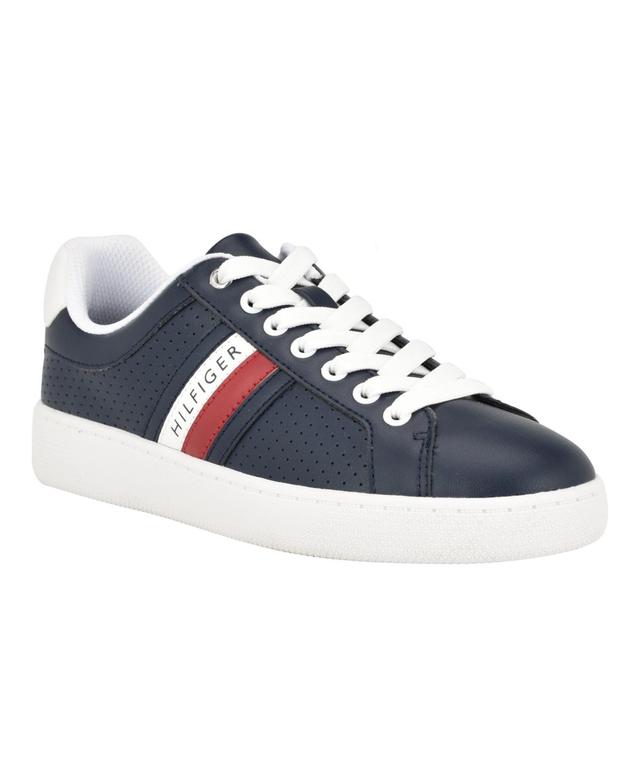 Tommy Hilfiger Womens Logo Perforated Sneakers - White Product Image