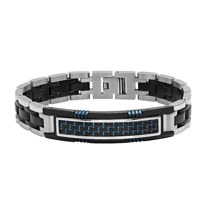 Mens Stainless Steel Triple Tone ID Bracelet Product Image