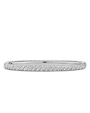 Womens Sculpted Cable Bangle Bracelet In 18K White Gold Product Image