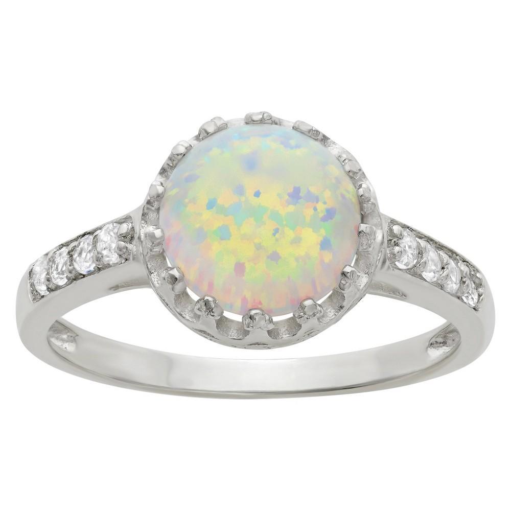 Designs by Gioelli Sterling Silver Lab-Created Opal and Lab-Created White Sapphire Crown Ring, Womens Product Image