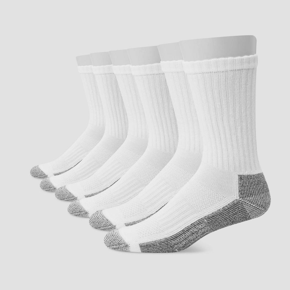 Hanes Mens Work Crew Socks 6-Pack White 6-12 Product Image