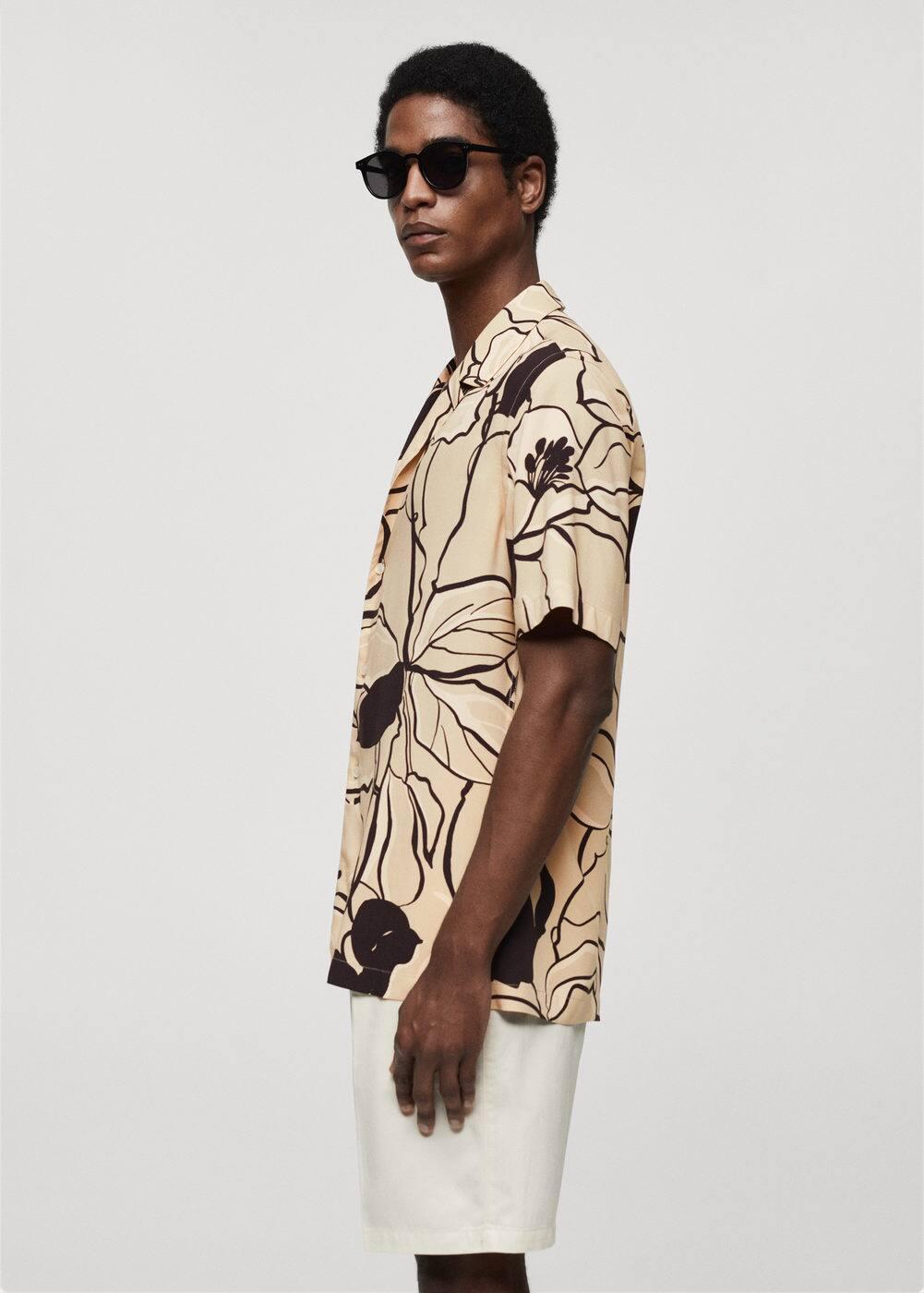 MANGO MAN - Regular-fit flowy printed shirt off whiteMen Product Image