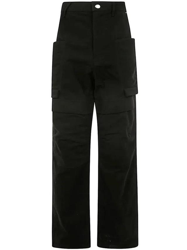 Stefan Wide-leg Brushed Cotton-twill Cargo Trousers In Black Product Image