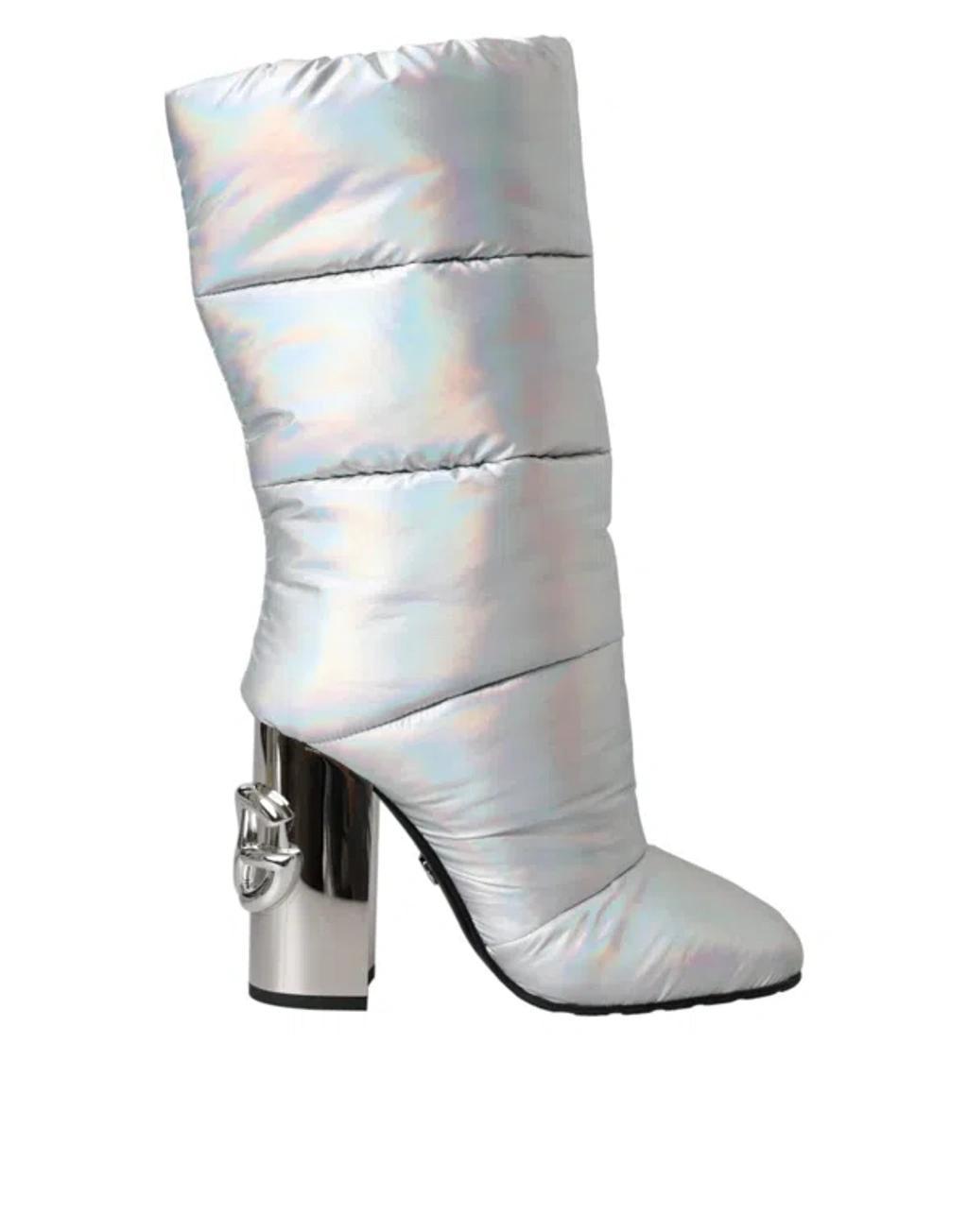 Silver Padded Dg Logo Heels Boots Shoes product image