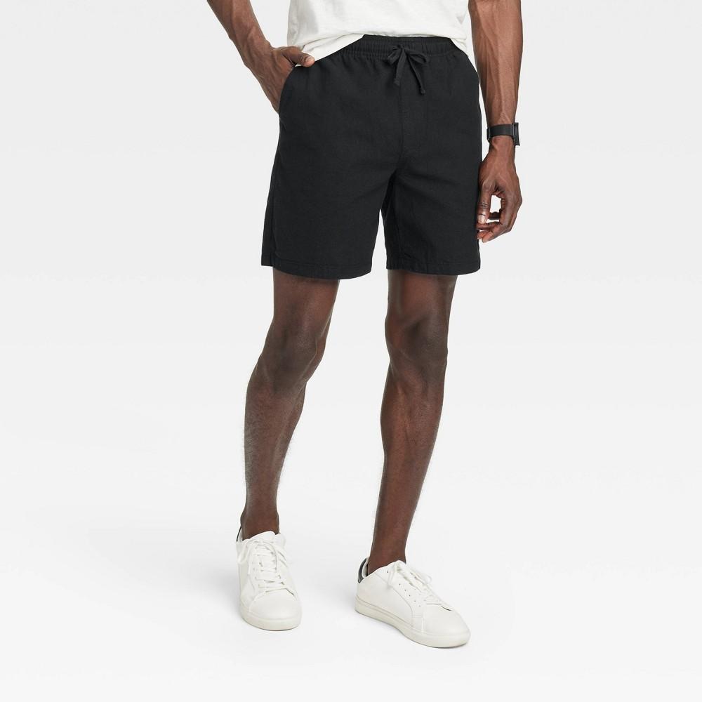 Mens 7 Everyday Relaxed Fit Pull-On Shorts - Goodfellow & Co Black L Product Image