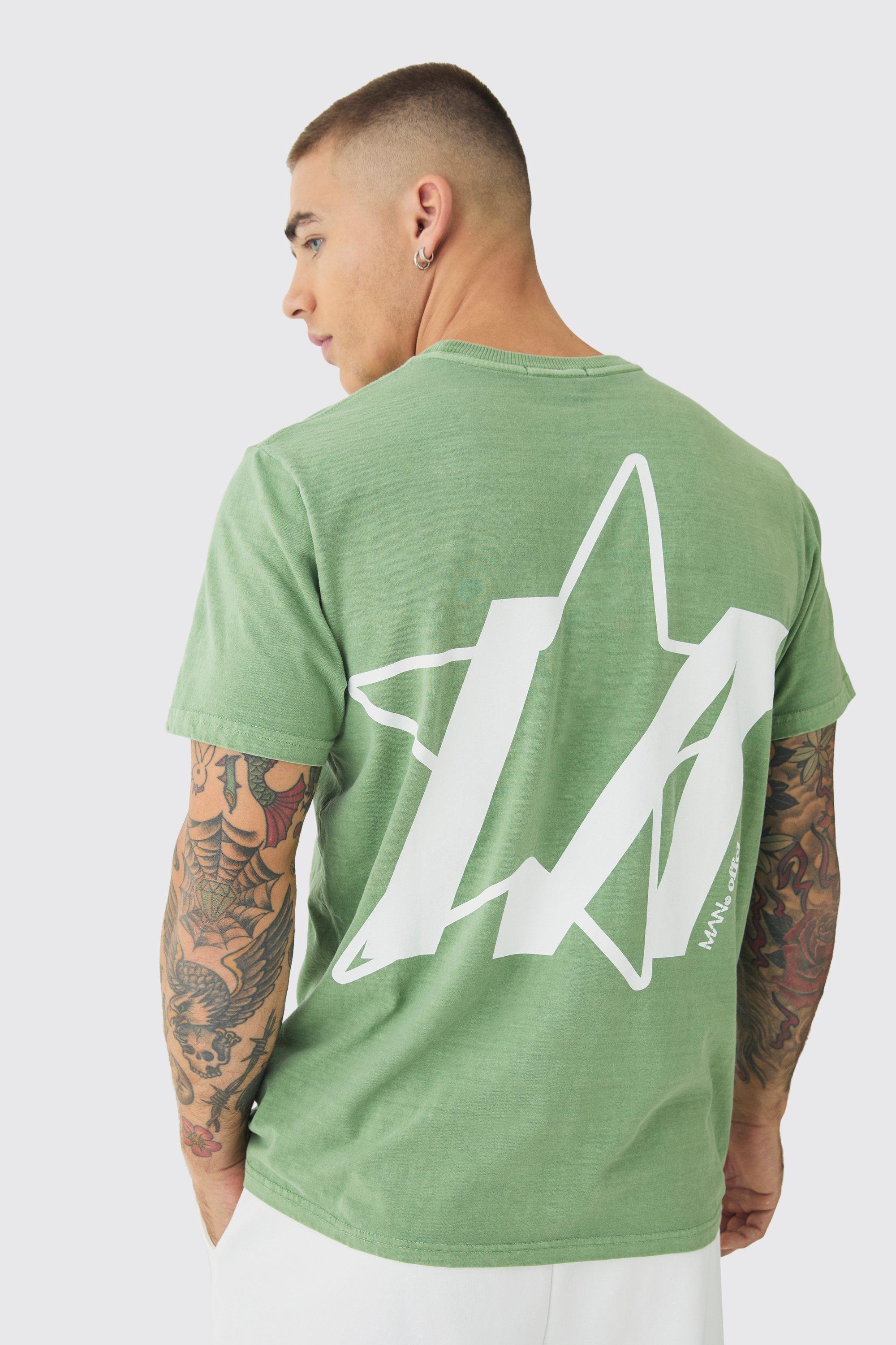 Slim Washed Star Back Print T-Shirt | boohooMAN USA Product Image