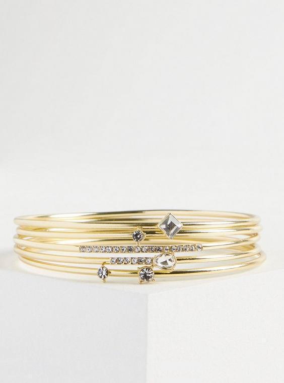 Delicate Stone Bangle Bracelet Set Product Image