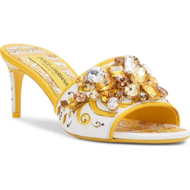 DOLCE & GABBANA Dolce&gabbana Majolica Print Embellished Slide Sandal In Hg3ob Product Image