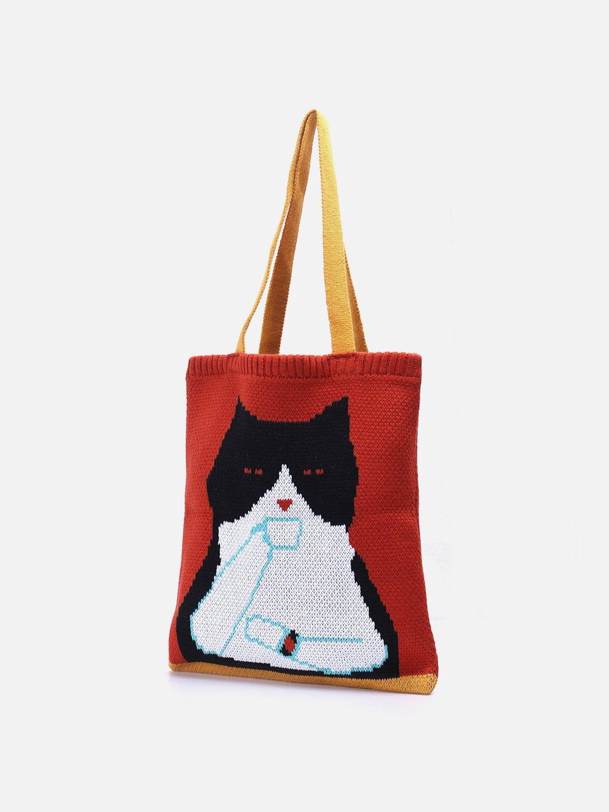 Cat Graphic Knit Bag Product Image