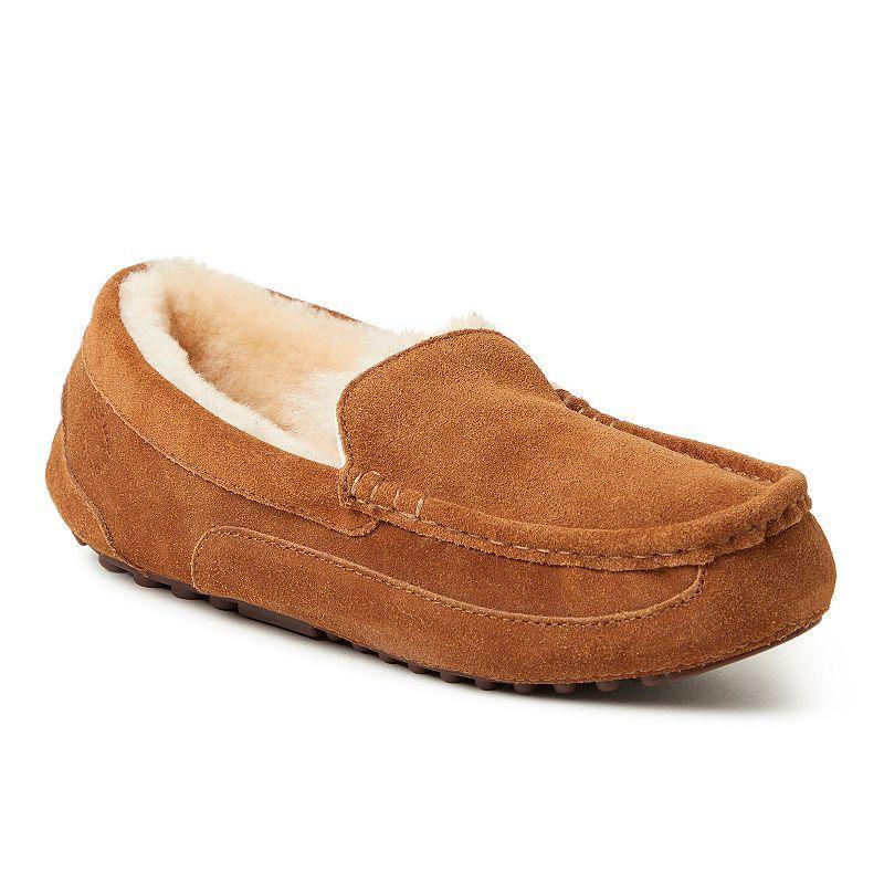 Fireside by Dearfoams Melbourne Genuine Shearling Mens Moccasin Slippers Brown Product Image