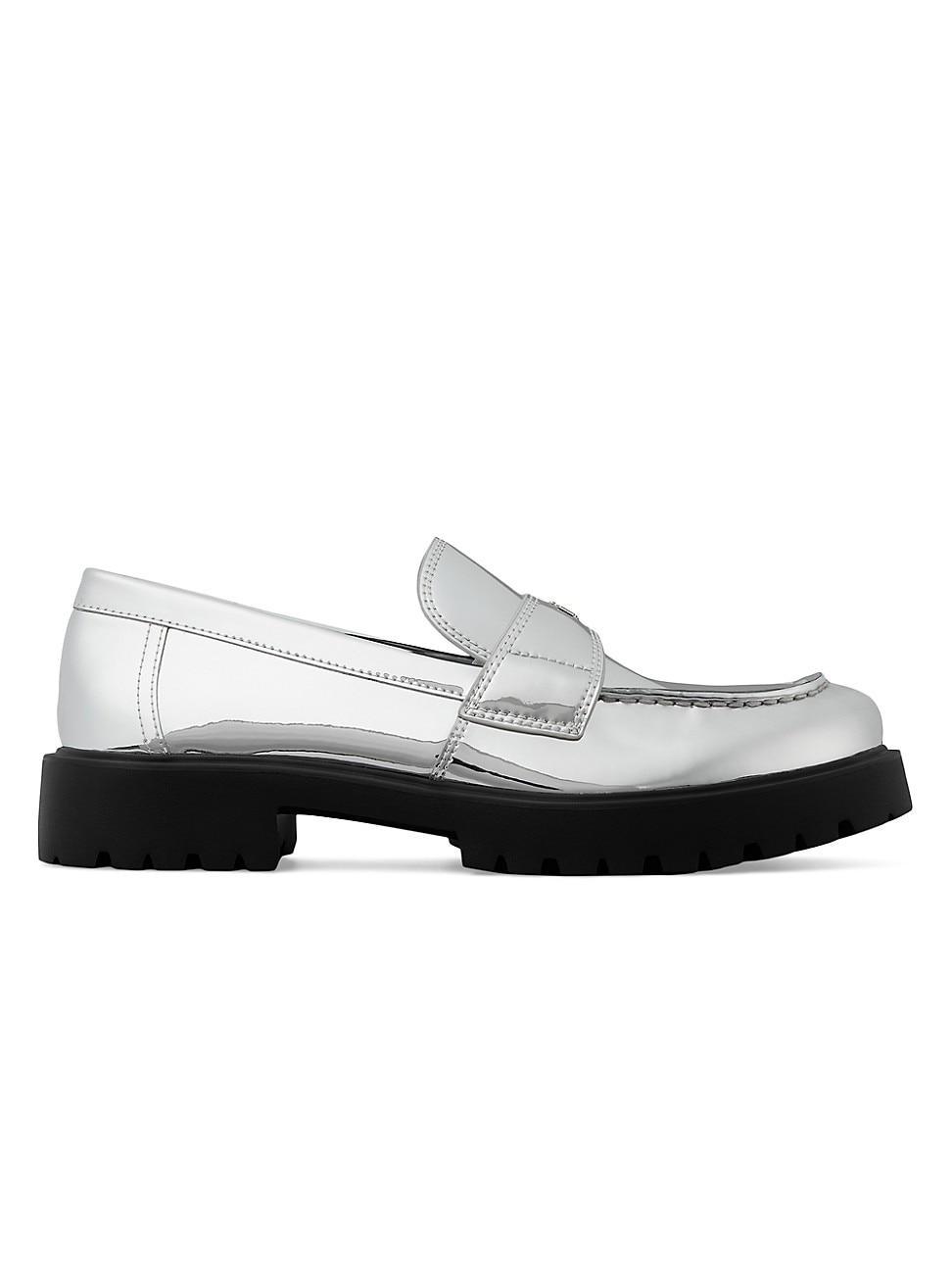 Womens Lug-Sole Leather Loafers Product Image