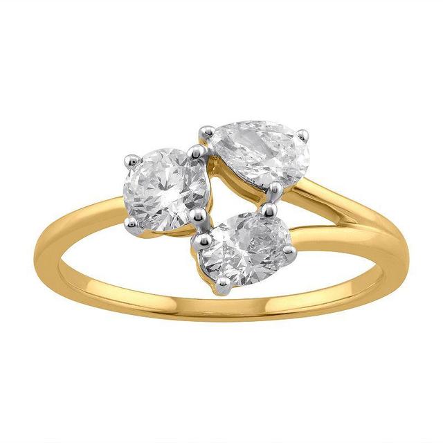 Arctic Clear 1.0 Carat T.W. Lab-Grown Diamond Three Stone Ring, Womens 14k Gold Product Image