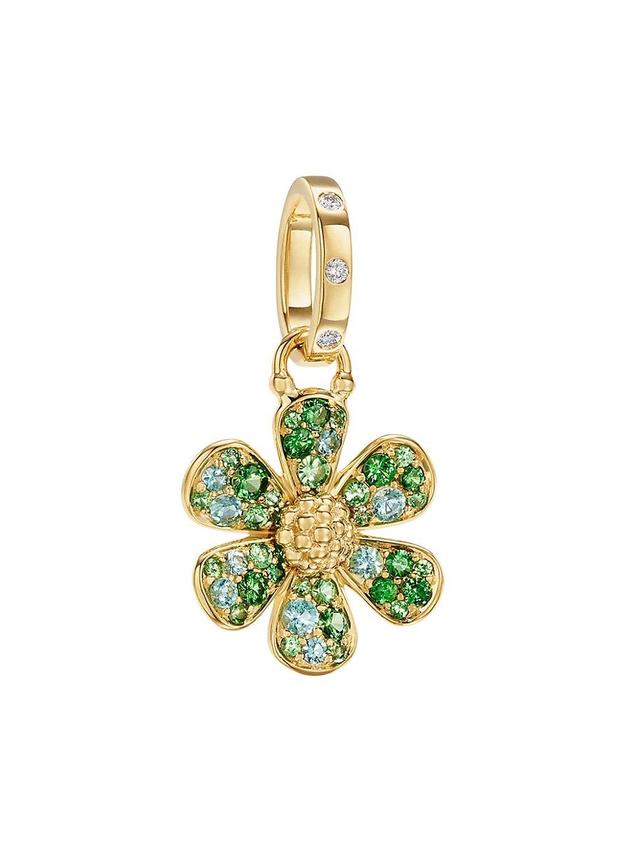 Womens 18K Yellow Gold & Multi-Gemstone Flower Pendant Product Image