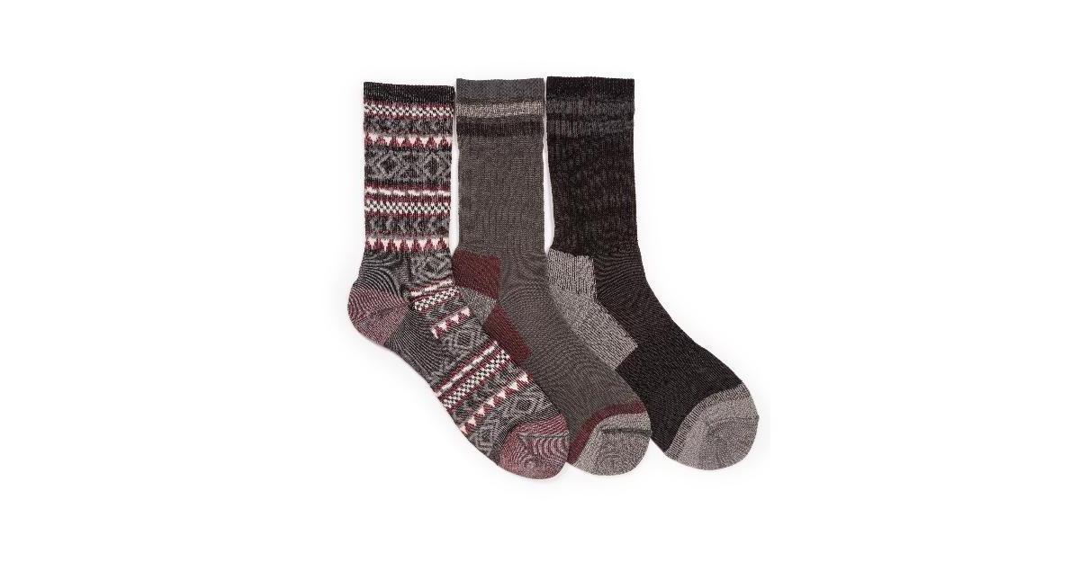 Muk Luks Mens Crew Hike Heat Retainer Socks (3 Pack) - Iron oxide Product Image