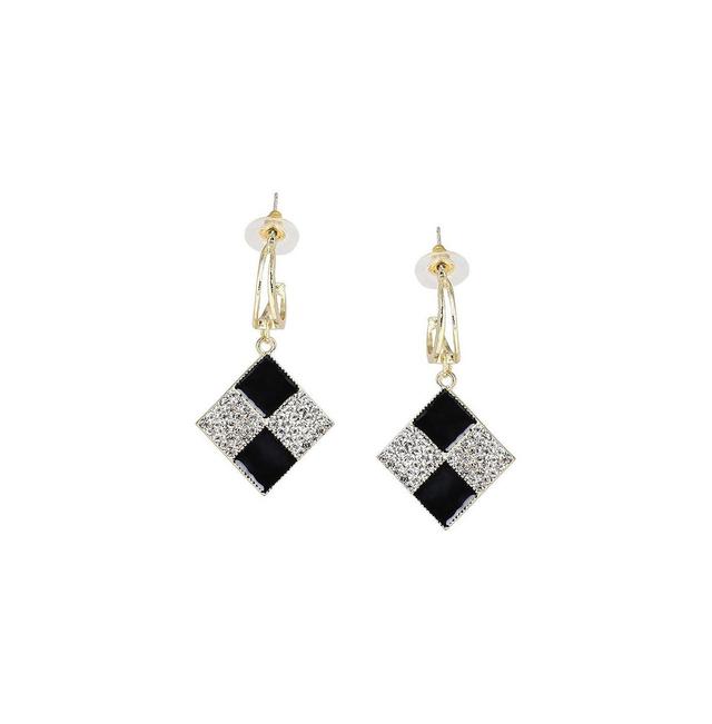 Sohi Womens Gold Checkered Drop Earrings Product Image