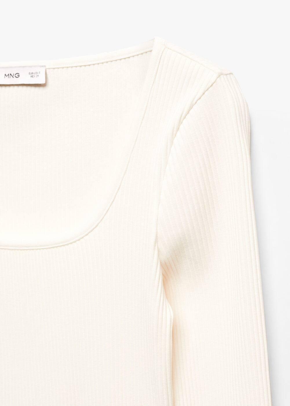 MANGO - Ribbed Squared neckline t-shirt off whiteWomen Product Image